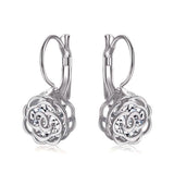 Cystal Leverback Floral Earrings In Gold