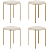 Backless Round Dining Chairs, Modern Stacking Stools Set of 4, Kitchen Chairs with Metal Legs, Cream White