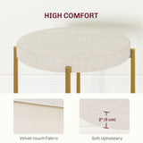 Backless Round Dining Chairs, Modern Stacking Stools Set of 4, Kitchen Chairs with Metal Legs, Cream White