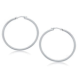 10k White Gold Polished Hoop Earrings (40 mm)