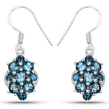 4.32 Carat Genuine London Blue Topaz .925 Sterling Silver Earrings