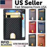 Leather Slim Wallet Credit Card Holder RFID Blocking Pocket ID Money USA