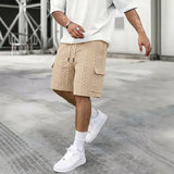 Mens Drawstring Jacquard Casual Shorts