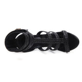 Women's High Heeled Open-Toe Sandals - Handwoven Style