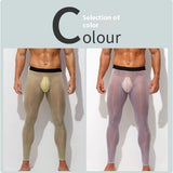 Men's Ultra-thin Ice Silk Low-rise Skinny Flesh Nude Reflective Slim Leggings