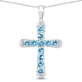3.85 Carat Genuine Blue Topaz .925 Sterling Silver Pendant