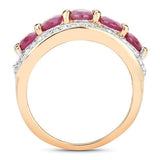1.74 Carat Genuine Ruby and White Diamond .925 Sterling Silver Ring