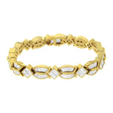 14K Yellow Gold 8 1/5 Cttw Baguette and Princess-Cut Diamond Geometric Twist Link Bracelet (G-H Color, VS1-VS2 Clarity) - Size 7"