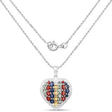 4.40 Carat Genuine Multi Stones .925 Sterling Silver Pendant