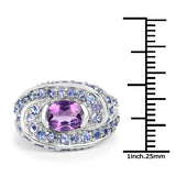 2.76 Carat Genuine Amethyst and Tanzanite .925 Sterling Silver Ring