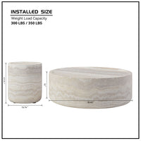 Faux Travertine Coffee Table Set of 2