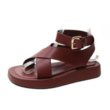 Platform Mule Sandals With A Cross-strap And Ankle Buckle