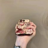 Retro Oil Painting Flower Designed Leather Phone Case
