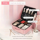 Large Capacity Travel Makeup Bag With Adjustable Dividers - High Quality Oxford Cloth Makeup Storage Box, Portable Makeup Storage Box For Women And Girls, Red/ Black - Perfect Gift For Beauty Lovers,