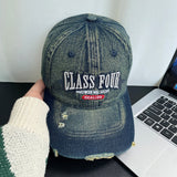 Monochrome Three-dimensional Letter Embroidered Frayed Beveled-edge Washed-out Vintage Style Casual Baseball Cap Suitable For Outdoor Entertainment