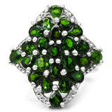 3.73 Carat Genuine Chrome Diopside .925 Sterling Silver Ring