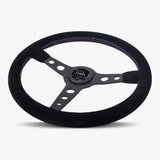 The Daytona | Black Alcantara Suede | Black Spoke | Bavarian Stitch