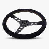 The Daytona | Black Alcantara Suede | Black Spoke | Euro Stitch