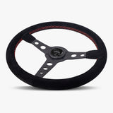 The Daytona | Black Alcantara Suede | Black Spoke | Red Stitch