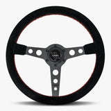 The Daytona | Black Alcantara Suede | Black Spoke | Red Stitch