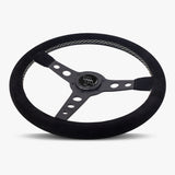 The Daytona | Black Alcantara Suede | Black Spoke | White Stitch