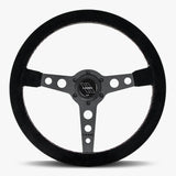 The Daytona | Black Alcantara Suede | Black Spoke | White Stitch