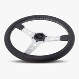The Daytona | Black Leather | Silver Spoke | White Stitch