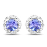 3.77 Carat Genuine Tanzanite and White Topaz .925 Sterling Silver 3 Piece Jewelry Set (Ring, Earrings, and Pendant w/ Chain)