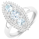 4.50 Carat Genuine Blue Topaz and White Topaz .925 Sterling Silver 3 Piece Jewelry Set (Ring, Earrings, and Pendant w/ Chain)