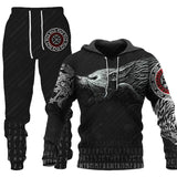 Animal-print Hooded Pullover Sweatshirt And Menswomens Sportswear Set