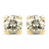 0.98 Carat Genuine LB Diamond 14K Yellow Gold Earrings