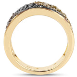 14K Yellow Gold Plated 1.25 Carat Genuine Black Diamond, Champagne Diamond & Yellow Diamond .925 Sterling Silver Ring