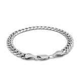 6.7mm 14k White Gold Miami Cuban Semi Solid Bracelet