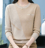 Womens Crew-neck Pullover Knit Top