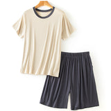 Modal Men's Round Neck Short Sleeve Suit Summer Casual