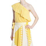 Milly Women's One Shoulder Top, Yellow, Size Small