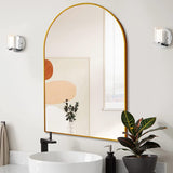 24x36 Inch Gold Metal Framed Arched Mirror