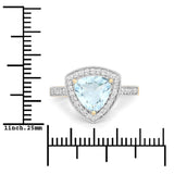 1.58 Carat Genuine Aquamarine and White Diamond 14K Yellow Gold Ring