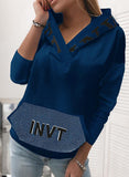 Pocket Hooded Letter Pullover Sweatshirt