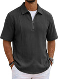 Sports-style Boat-neck Half-zip Polo Shirt