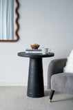 Black Round Side Table with Pedestal Base