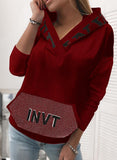 Pocket Hooded Letter Pullover Sweatshirt