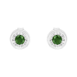 .925 Sterling Silver 1/4 Cttw Round Brilliant-Cut Green Diamond Miracle-Set Stud Earrings (Fancy Color-Enhanced, I1-I2 Clarity)