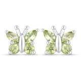 1.00 Carat Genuine Peridot .925 Sterling Silver Earrings