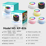 KP-826 Portable Mini Bluetooth Speaker Compact Outdoor Ready With Lanyard Ambient Light And Card Slot Factory Direct