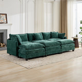 Cloud 3 Seats Sofa (Ottoman is not included) Chenille Fabric in Green
