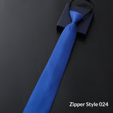Mens Business Formal Zipper Tie With Blue Stripes