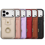Leather Phone Case With Ring Holder And Card Slot Drop Proof Protective Case