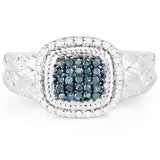 0.28 Carat Genuine Blue Diamond and White Diamond .925 Sterling Silver Ring