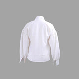 Stylish And Elegant Womens Pleated High-neck Blouse With Puffed Sleeves